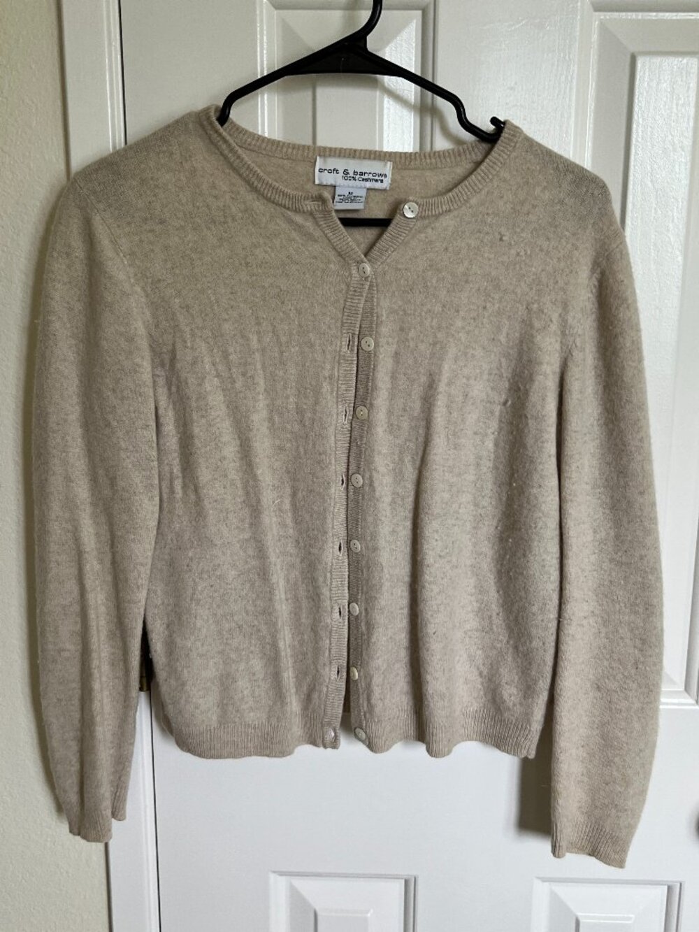Craft & Barrow Women 100% Cashmere Sweater Cardigan, Tan, Size M